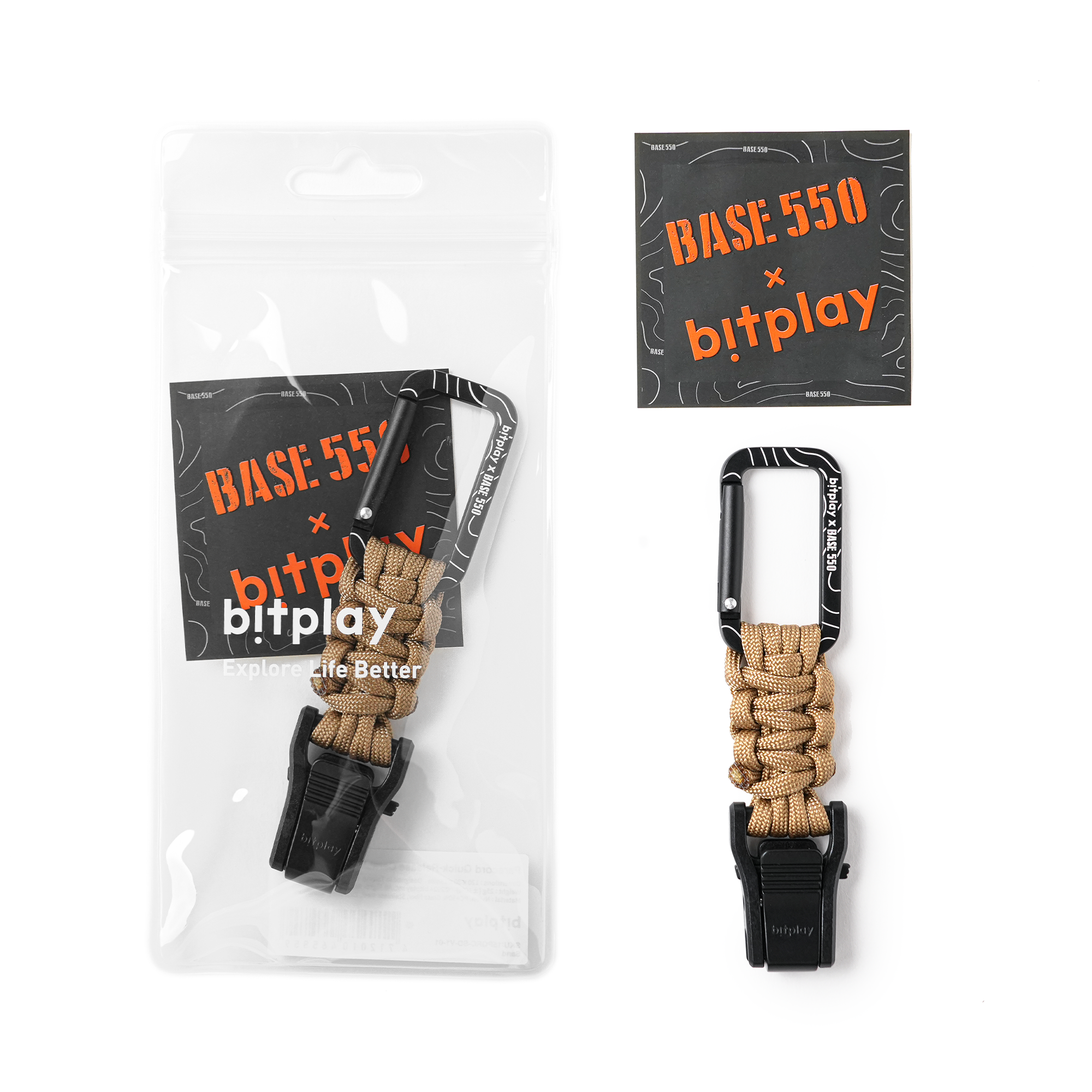 Paracord Quick-Release Carabiner - Base550 Sand