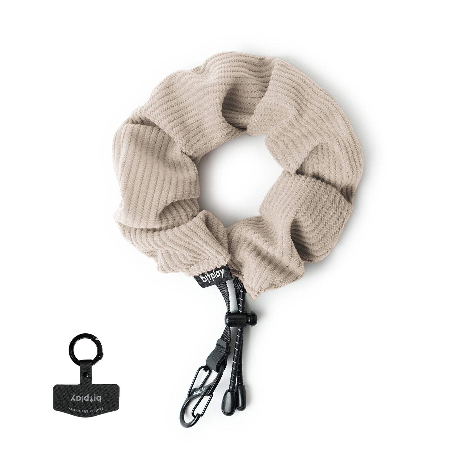 Scrunchie Wrist Strap Cozy Series-Beige (Adapter Included)