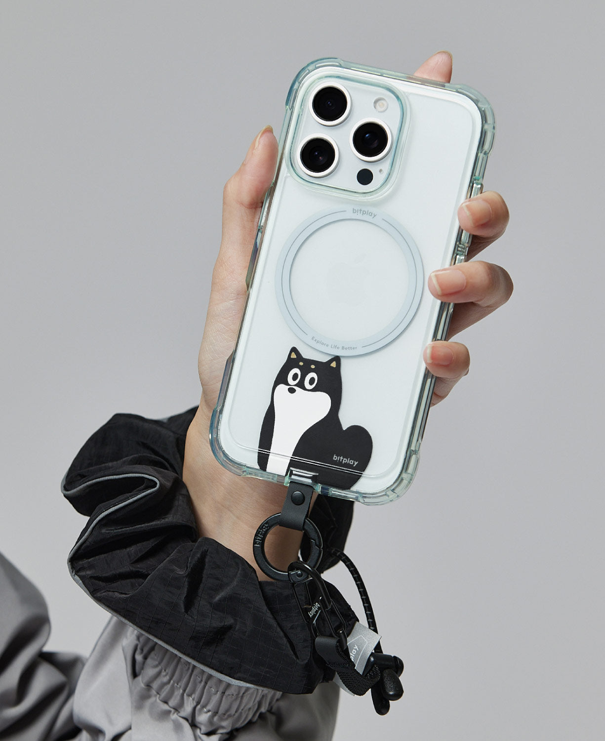 Phone Tether Tab- Black Shibba