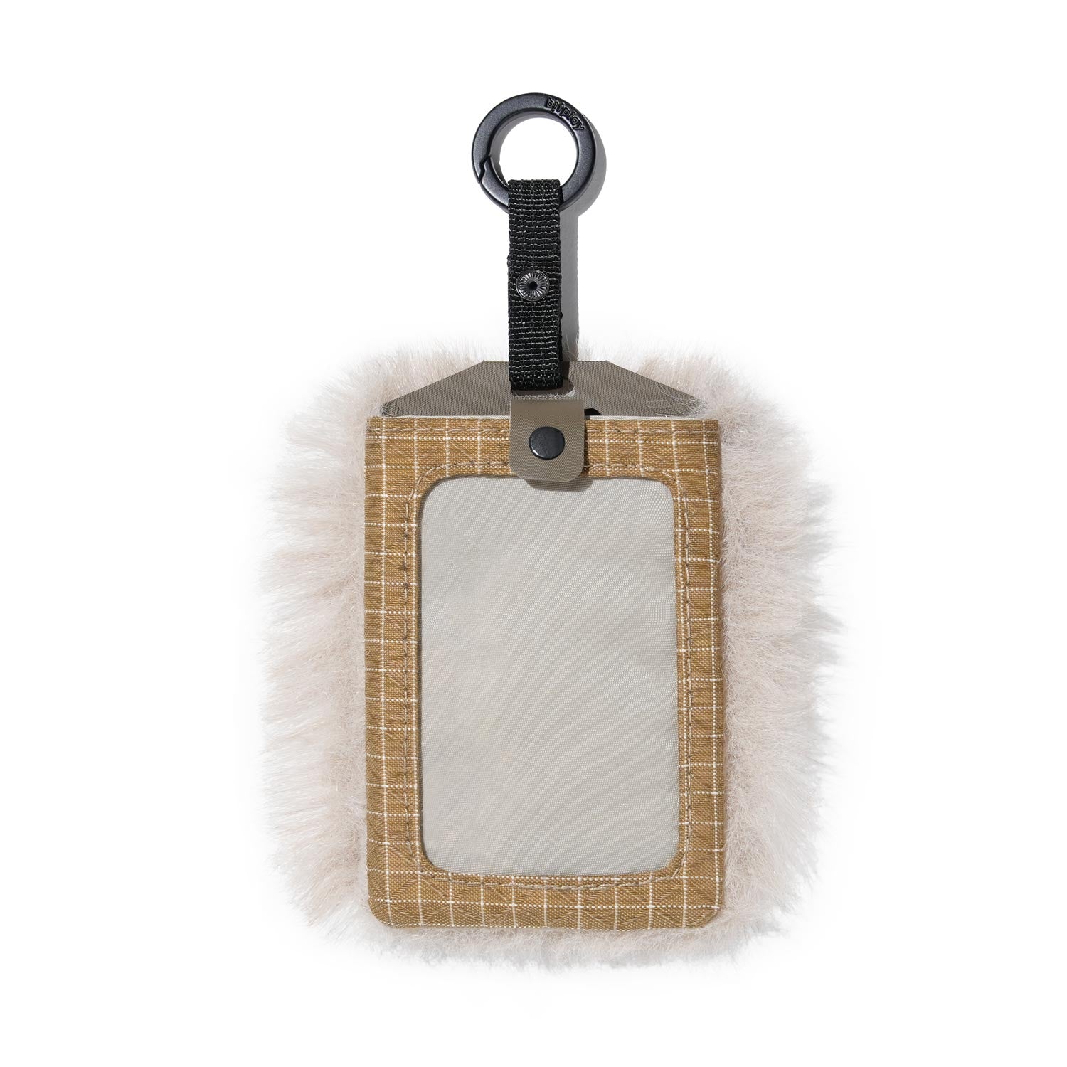 Furry Badge Holder-Beige (Circle Buckle Included)