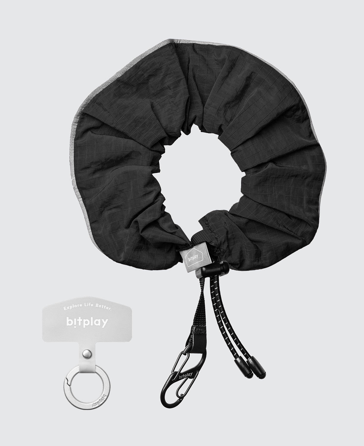 Glow Scrunchie Wrist Strap- Black