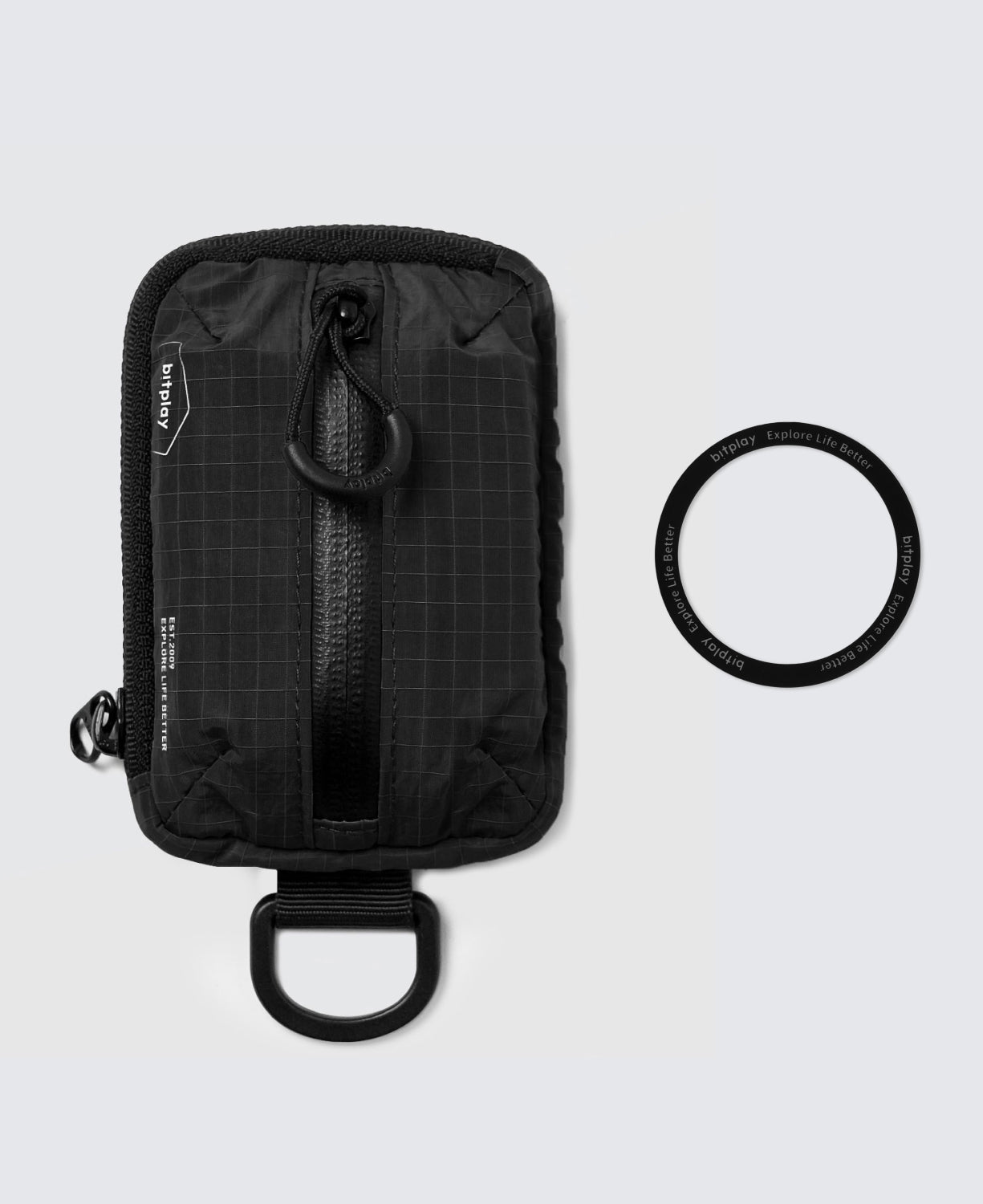 Magnetic Mini Pouch- Black (including Adhesive Metal Ring)