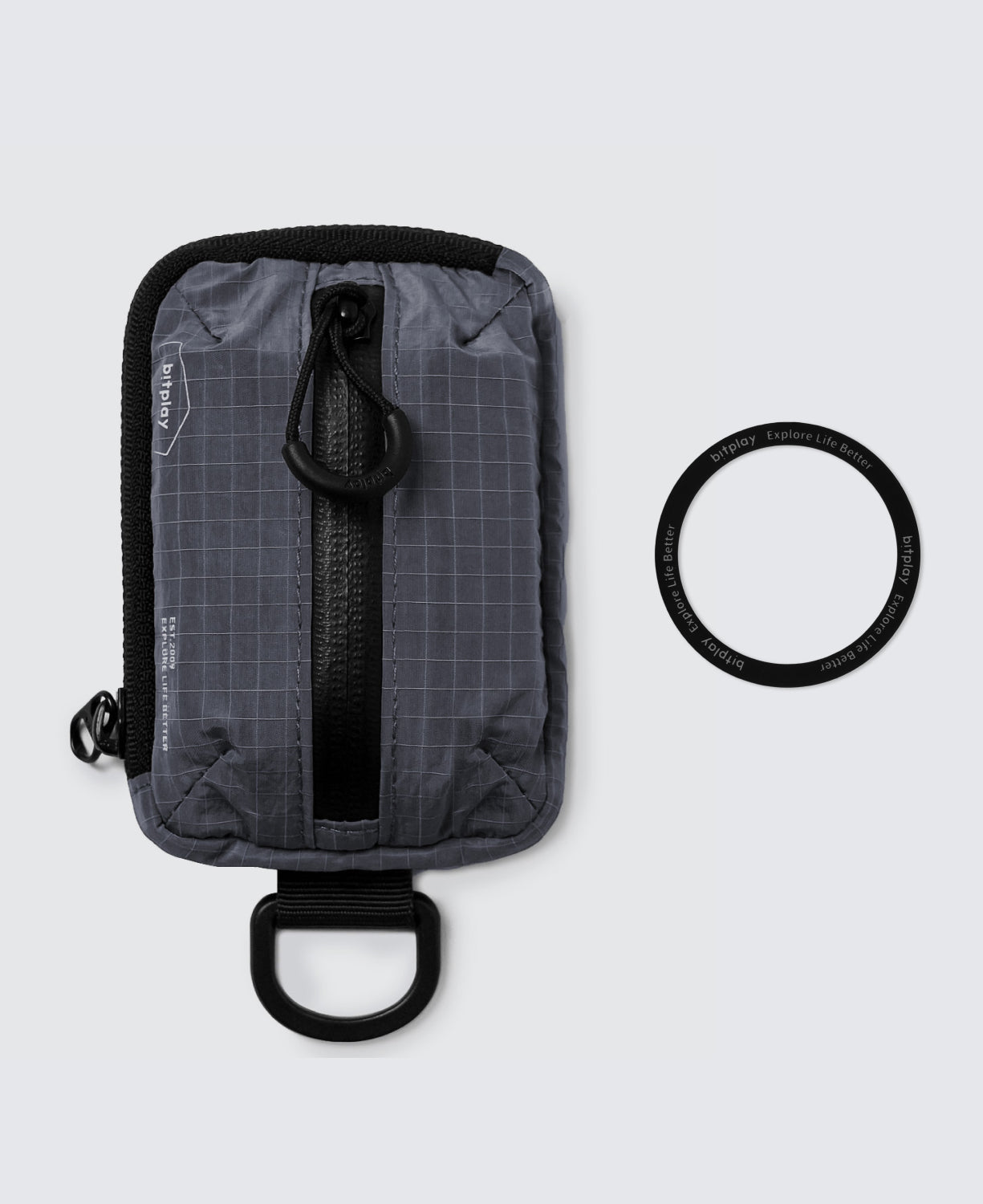 Magnetic Mini Pouch- Dark Grey (including Adhesive Metal Ring)