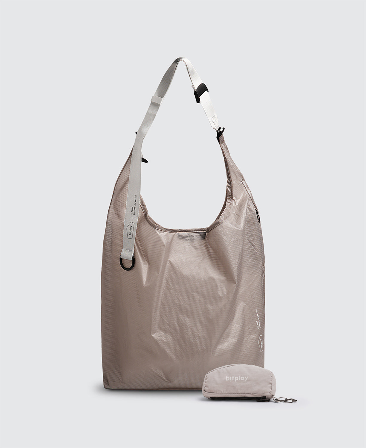 Foldable Crossbody Shopping Bag Beige