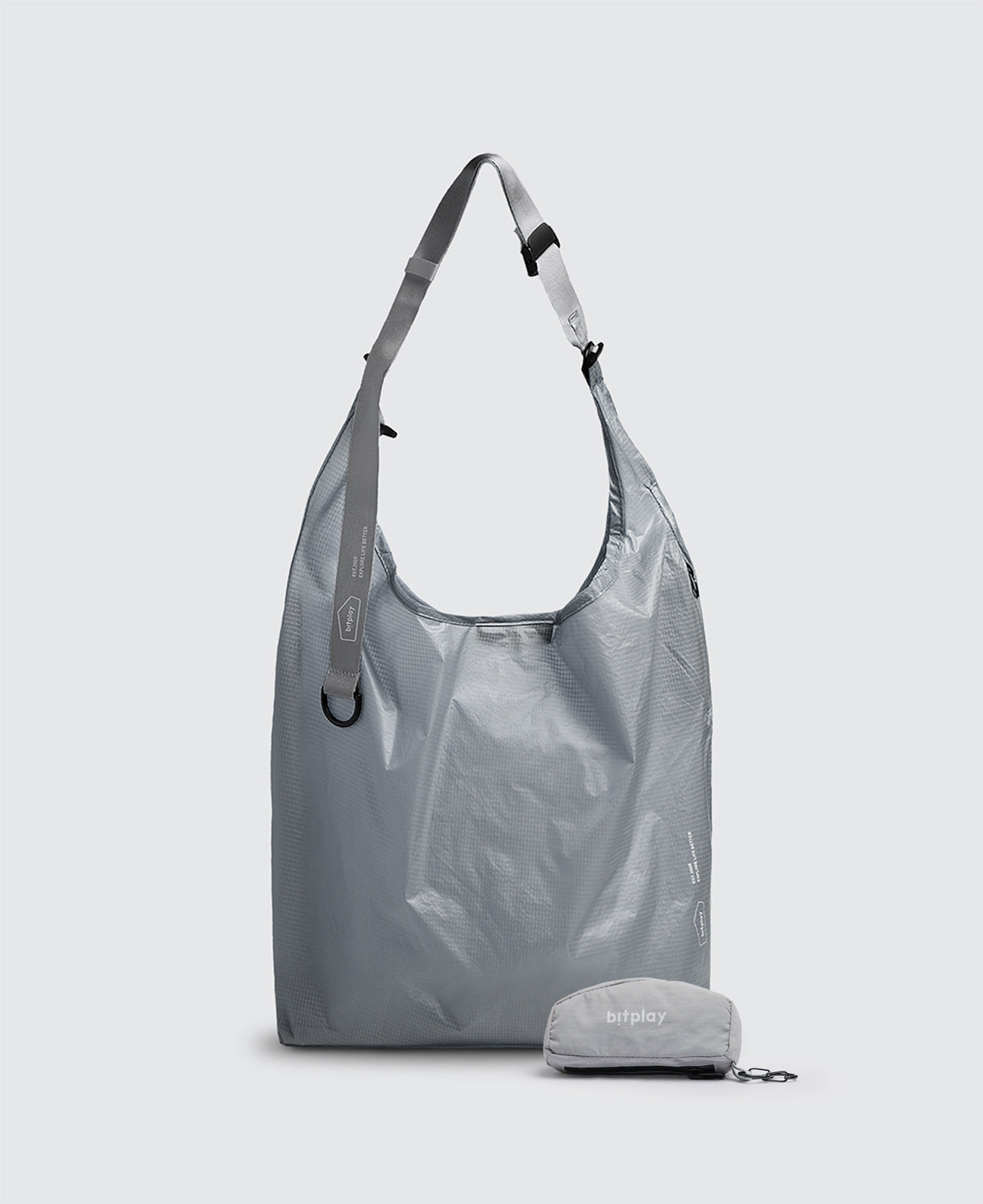 Foldable Crossbody Shopping Bag Grey