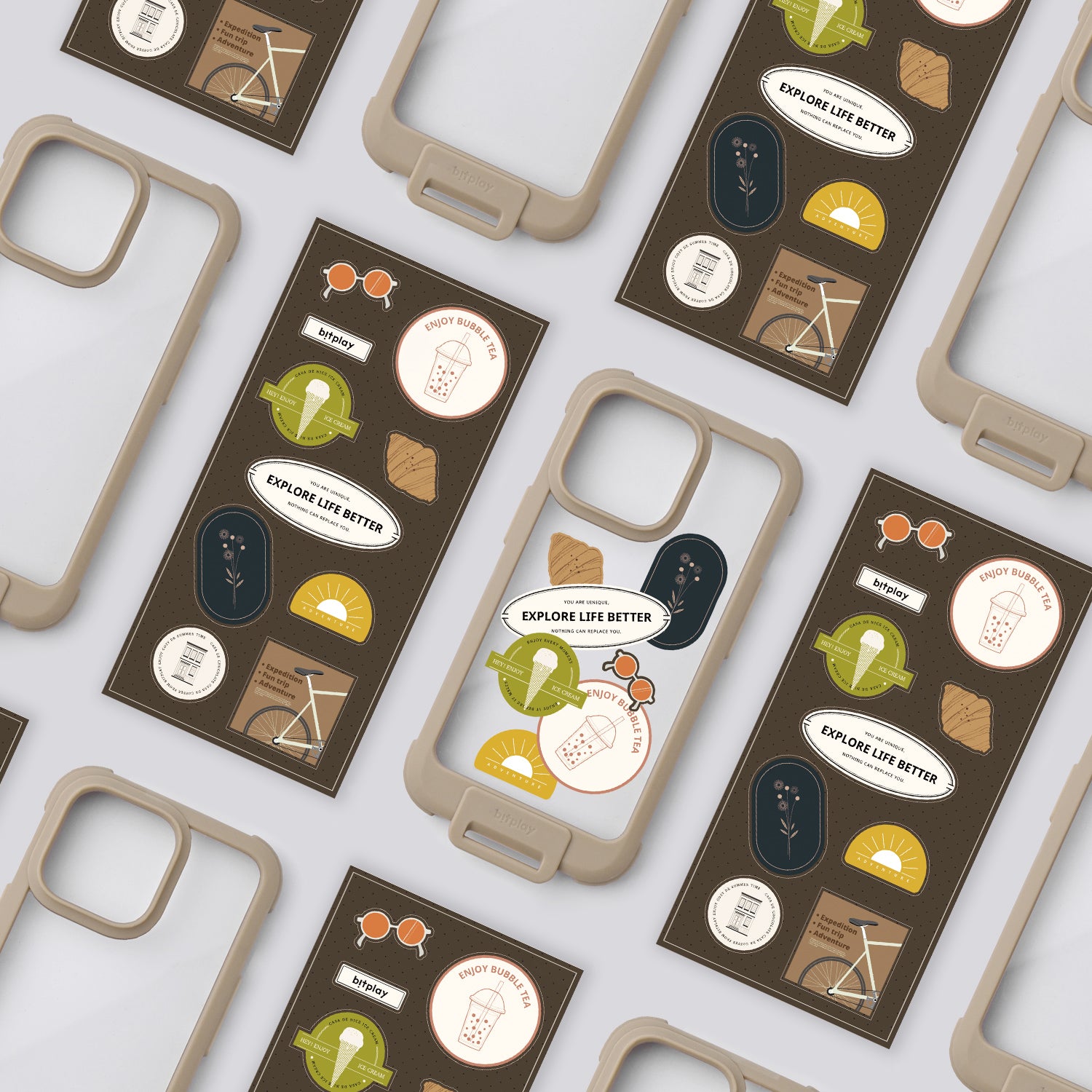 Wander Case for iPhone 13 Series - Sand (Sticker Set 01 Urban Included）