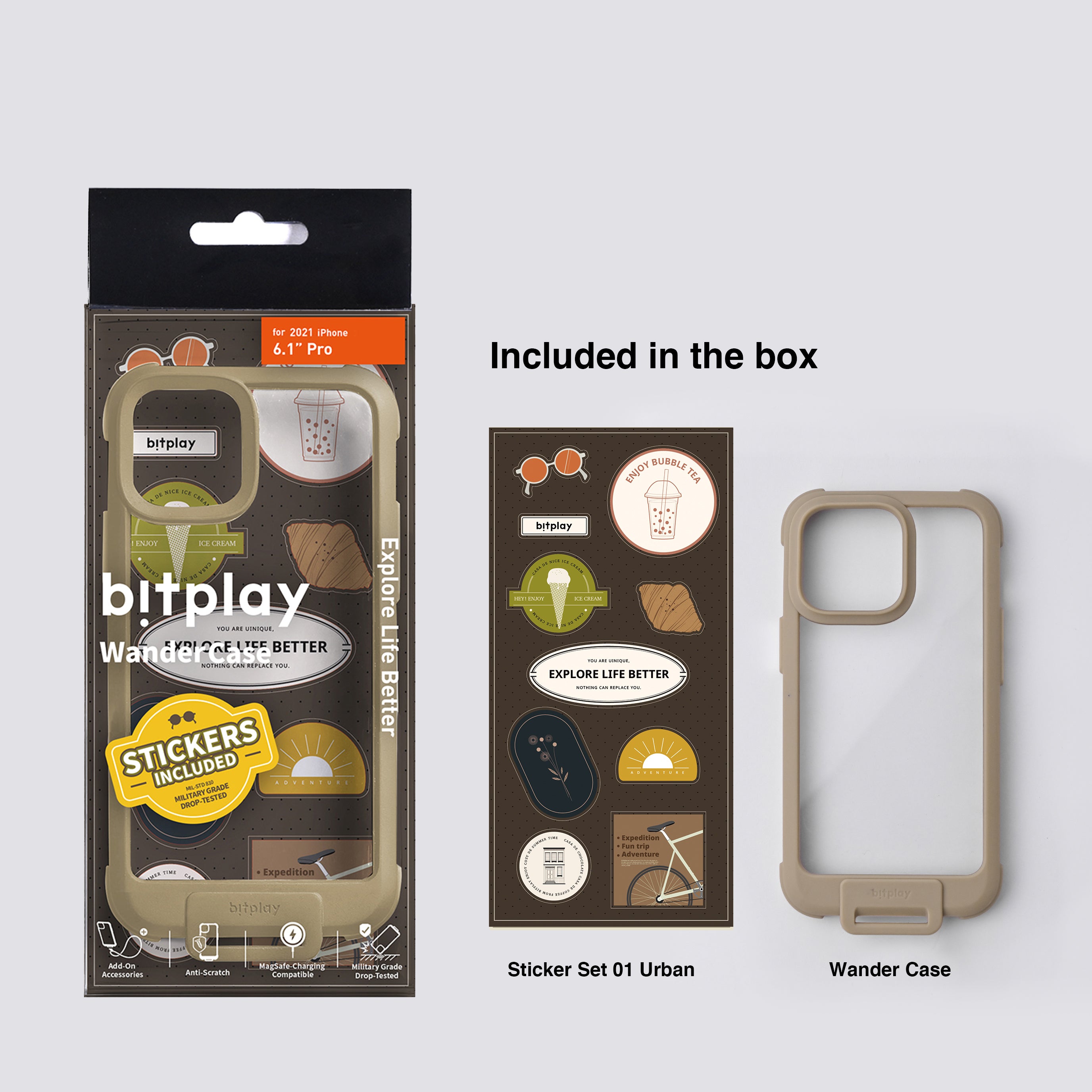 Wander Case for iPhone 13 Series - Sand (Sticker Set 01 Urban Included）